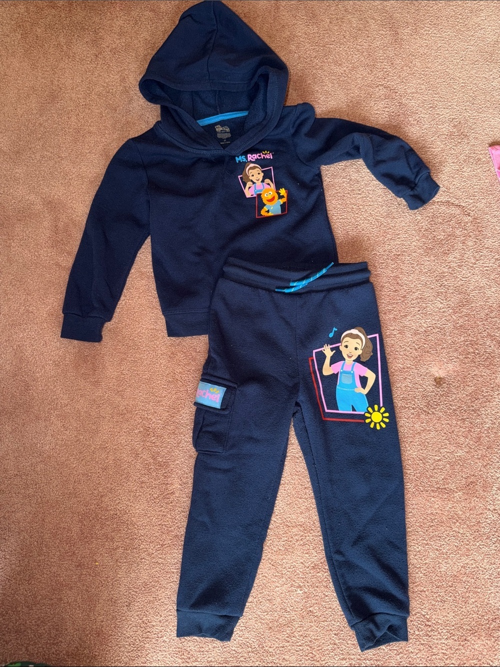 Rachel Navy Sweatshirt and Joggers Set with Bright Graphic